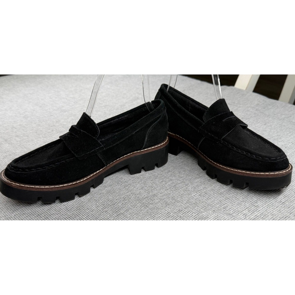 White Mountain Gunner Black Suede Lug Sole Penny Loafers Womens 6.5 - Picture 3 of 8